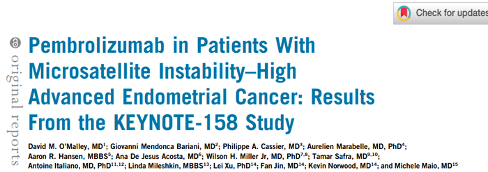 临床试验KEYNOTE-158_免疫治疗为MSI-HdMMR子宫内膜癌患者带来新的生命契机_k8凯发基因